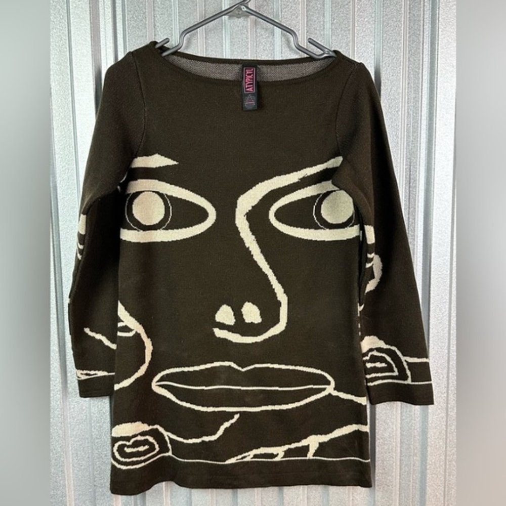 [SOLD] Retro Atypical Abstract Face Sweater